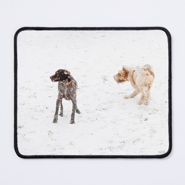 Item preview, Four dogs in a row in the snow by heidiannemorris © designed and sold by FOLK ART FUSION by heidiannemorris.
