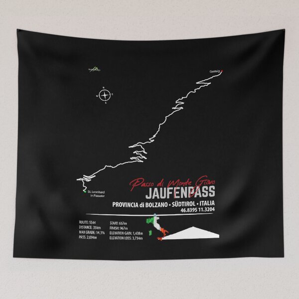 Item preview, Passo di Monte Giovo Jaufenpass Italy Motorcycle Sports Car Trail Map Art Print Sticker T-Shirt designed and sold by OuterShellUK.
