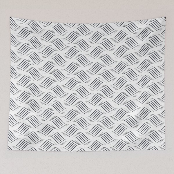 Item preview, Dark Blue and White Wavy Tessellation Line Pattern - DE 2022 Trending Color Parisian Night DEA184 designed and sold by ColorOfTheYears.