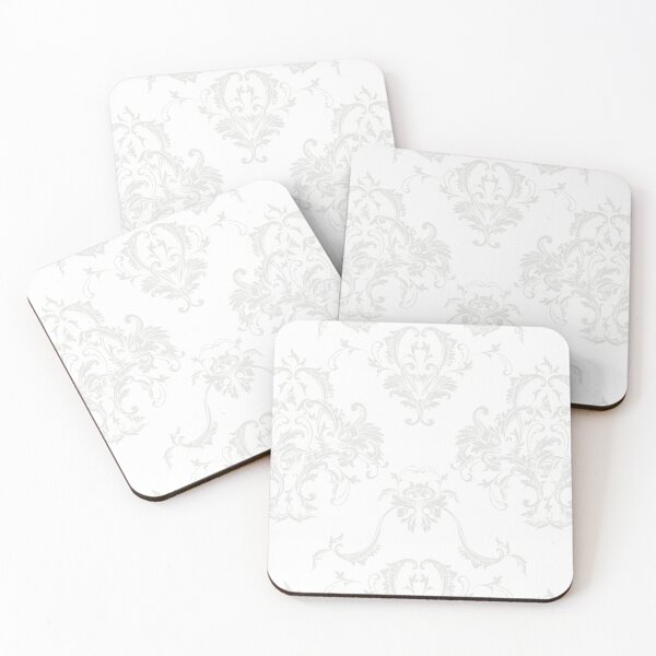Item preview, Pale Gray and White Damask Scroll Baroque Pattern Pairs 2022 Trending Color Swiss Meringue DEHW04 designed and sold by ColorOfTheYears.