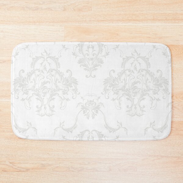 Artikelvorschau, Pale Gray and White Damask Scroll Baroque Pattern Pairs 2022 Trending Color Swiss Meringue DEHW04 entworfen und verkauft von ColorOfTheYears.