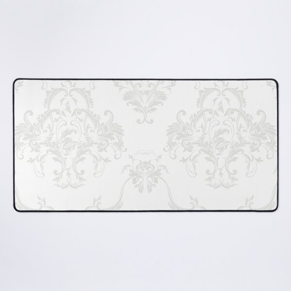 Item preview, Pale Gray and White Damask Scroll Baroque Pattern Pairs 2022 Trending Color Swiss Meringue DEHW04 designed and sold by ColorOfTheYears.