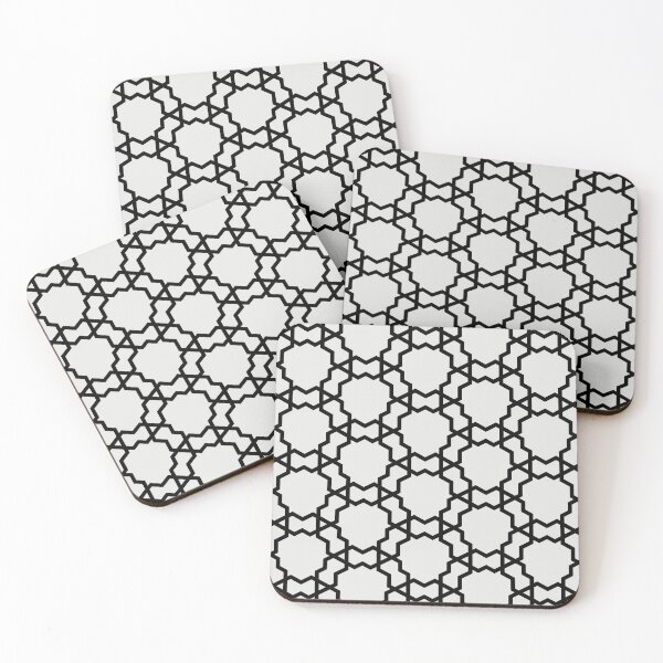 Item preview, Black and Pale Gray Overlapping Shape Tile Pattern Pairs 2022 Trending Color Swiss Meringue DEHW04 designed and sold by ColorOfTheYears.
