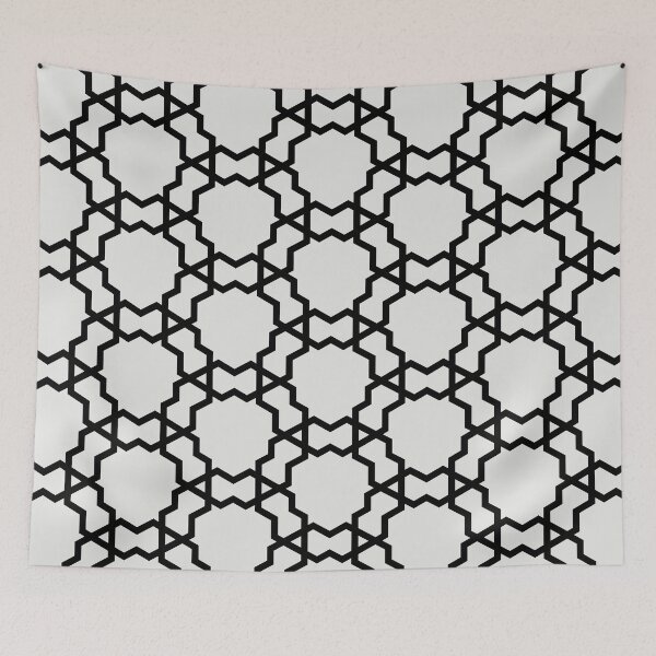Item preview, Black and Pale Gray Overlapping Shape Tile Pattern Pairs 2022 Trending Color Swiss Meringue DEHW04 designed and sold by ColorOfTheYears.