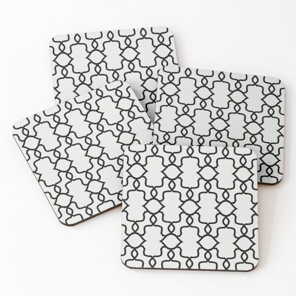 Item preview, Black and Pale Gray Ornamental Shape Pattern 4 Pairs 2022 Trending Color Swiss Meringue DEHW04 designed and sold by ColorOfTheYears.