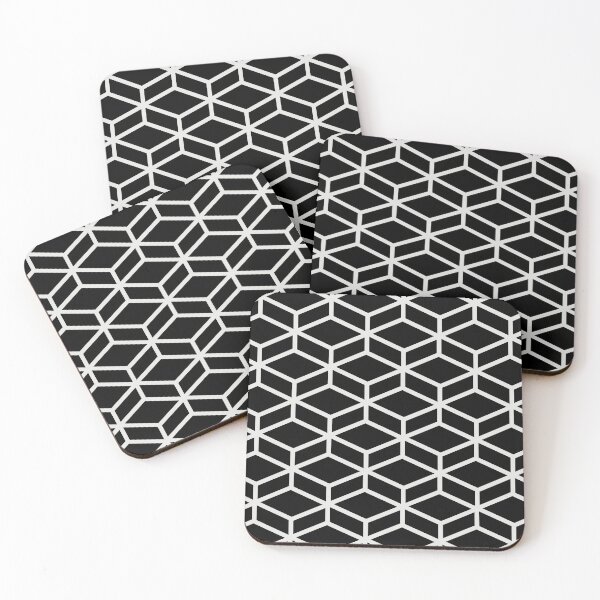 Item preview, Black and Pale Gray Tessellation Line Pattern 8 Pairs 2022 Trending Color Swiss Meringue DEHW04 designed and sold by ColorOfTheYears.