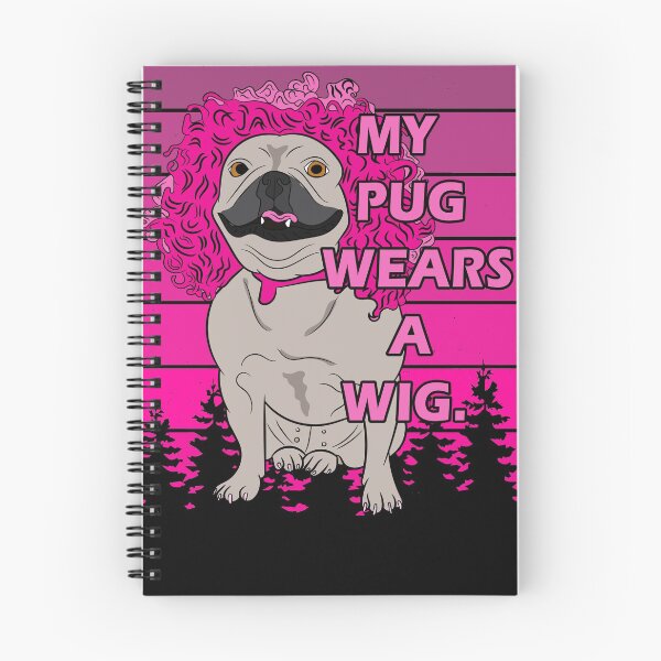 Item preview, funny my dog wears a wig saying/quote artistic pink distressed sunset retro dog face design designed and sold by SamRVstore.