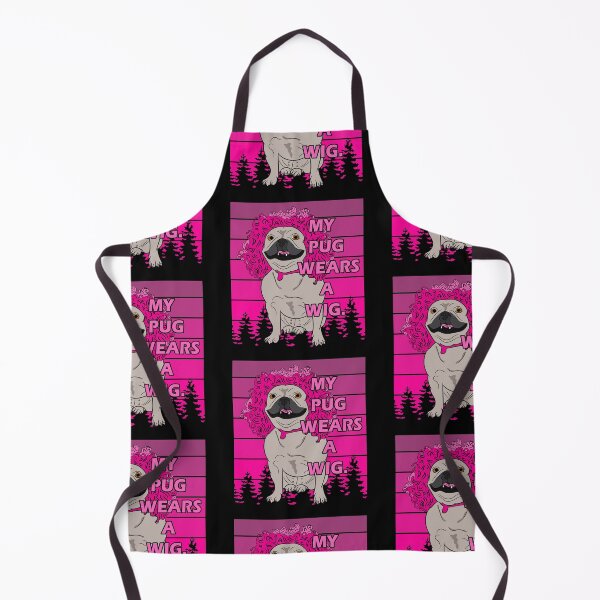 Item preview, funny my dog wears a wig saying/quote artistic pink distressed sunset retro dog face design designed and sold by SamRVstore.