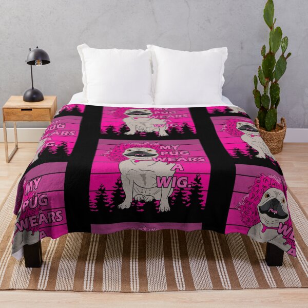 Item preview, funny my dog wears a wig saying/quote artistic pink distressed sunset retro dog face design designed and sold by SamRVstore.