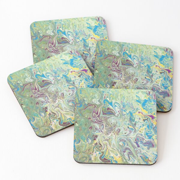 Item preview, Green Abstract Paint Pour designed and sold by TheBirdLady.