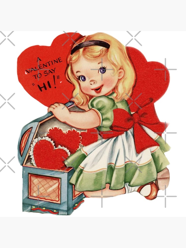 Vintage Valentine’s Day with Little Girl | Greeting Card