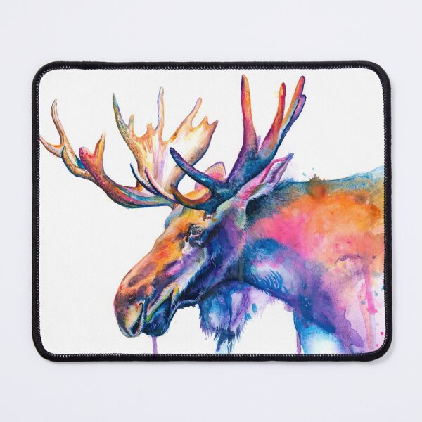 Moose Whimsical Splashy Watercolor Painting Mouse Pad