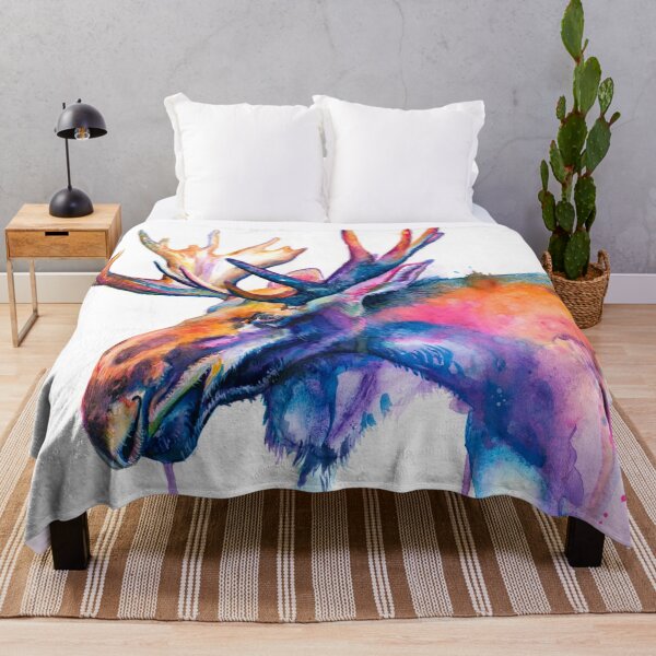 Item preview, Moose Whimsical Splashy Watercolor Painting designed and sold by CariJohnstonArt.