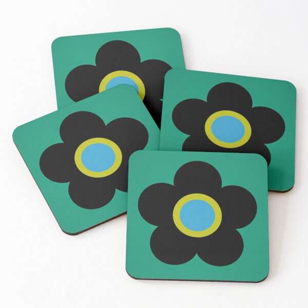 Item preview, Vintage Retro Black Flower in a Green Background designed and sold by GoldfishEast.