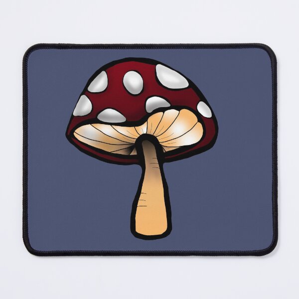 Item preview, Toadstool red and white mushroom print navy blue background designed and sold by DemonicGloom.