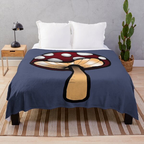 Item preview, Toadstool red and white mushroom print navy blue background  designed and sold by DemonicGloom.