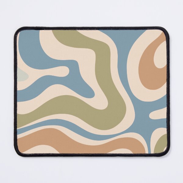 Item preview, Modern Retro Liquid Swirl Abstract Pattern Square in Muted Light Blue Green Buff designed and sold by kierkegaard.
