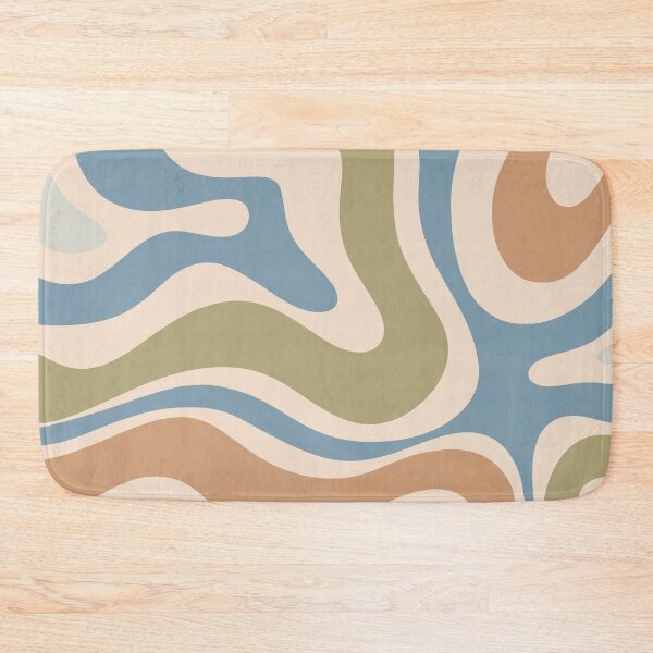 Item preview, Modern Retro Liquid Swirl Abstract Pattern Square in Muted Light Blue Green Buff designed and sold by kierkegaard.