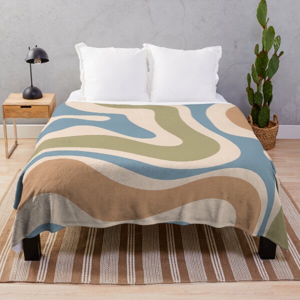 Item preview, Modern Retro Liquid Swirl Abstract Pattern Square in Muted Light Blue Green Buff designed and sold by kierkegaard.