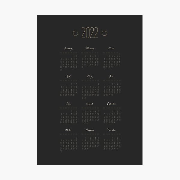 2022 Wall Calendar Photographic Print