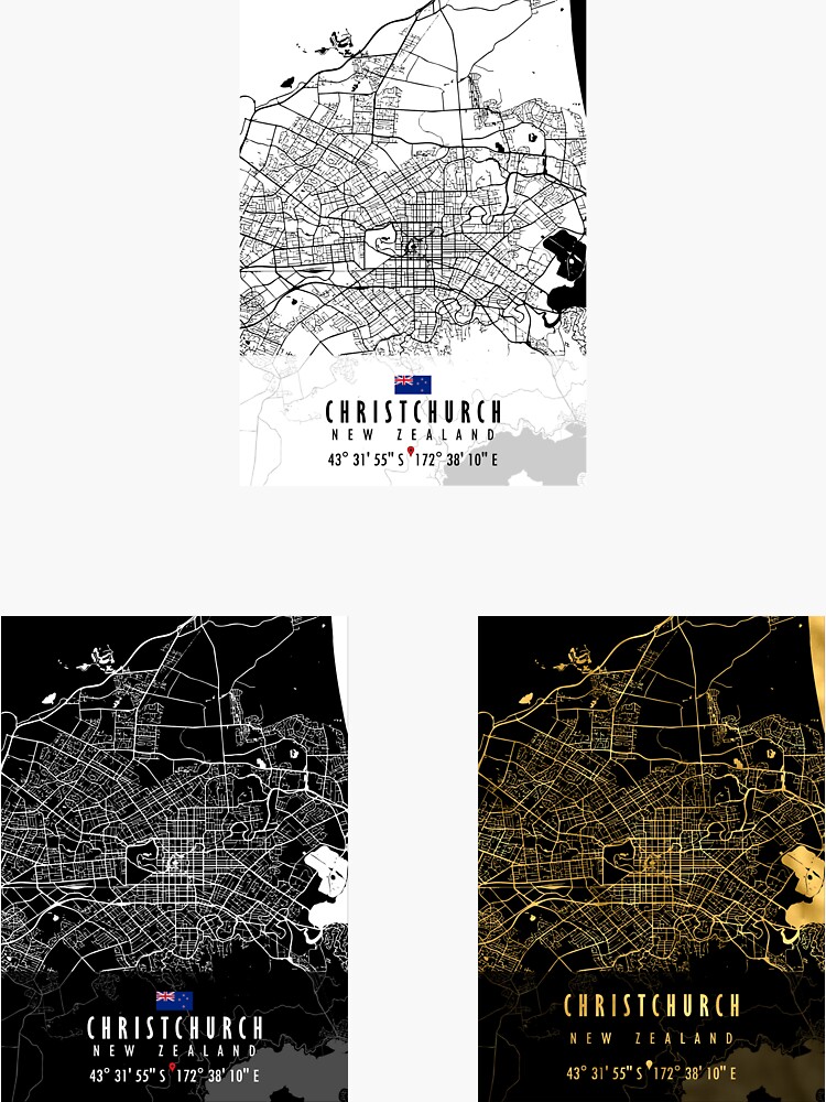 "CHRISTCHURCH MAP NEW ZEALAND Sticker Pack" Sticker for Sale by