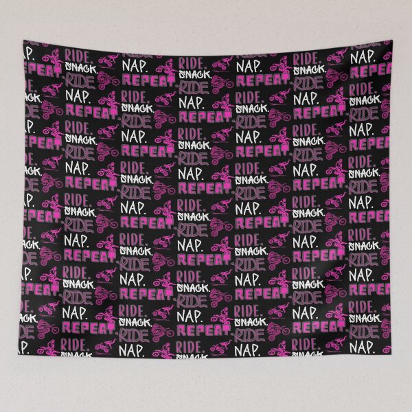 Item preview, The RIDE. SNACK. RIDE. NAP. REPEAT. Pink Dirt Bike -Funny Motocross designed and sold by Rally-Girl.