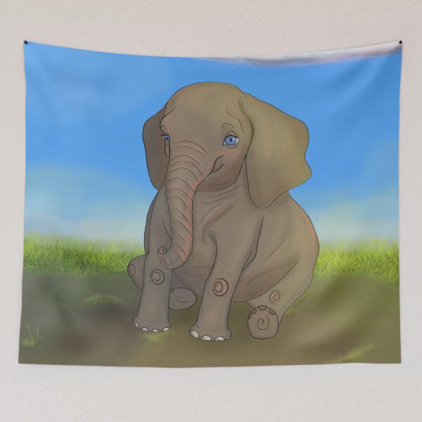 Item preview, Baby Elephant Enjoying the Day designed and sold by Brushes with Nature.