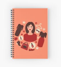 Shopping Autumn in Flat Design with Woman Spiral Notebook