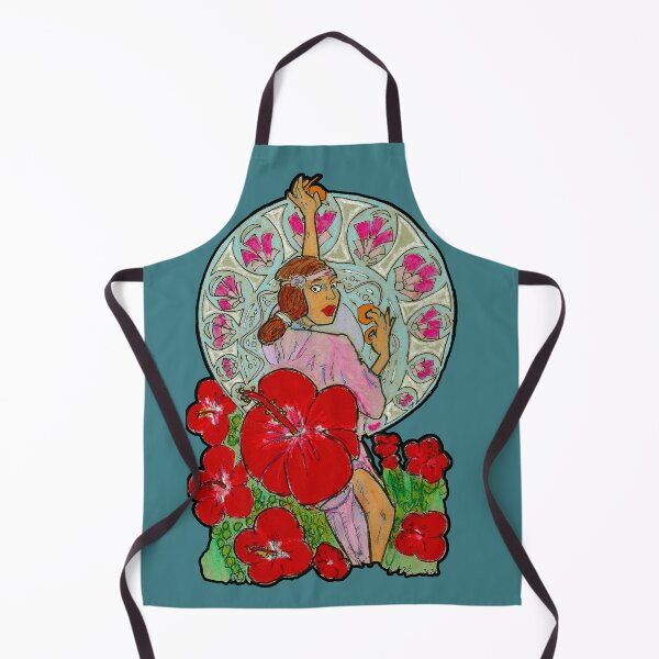 Item preview, StarBelly Art Nouveau Alyssa with Red Hibiscus designed and sold by Starbelly208.