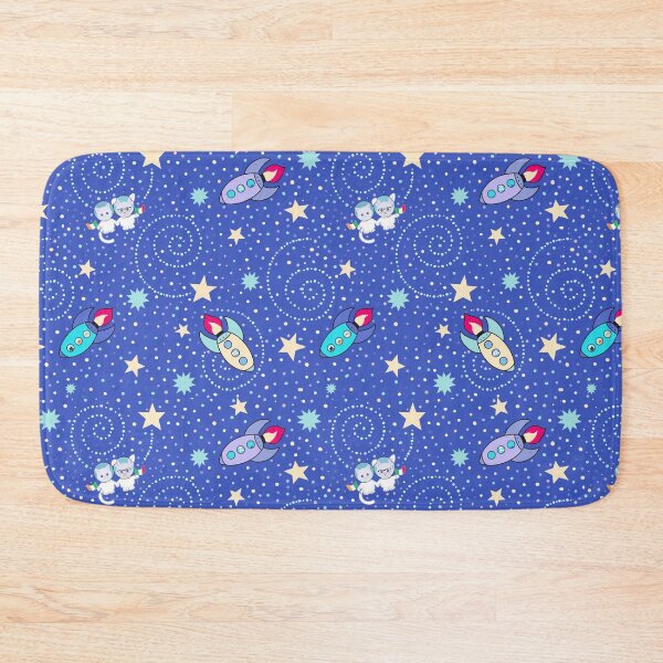 Item preview, Bunnies and kitties in space indigo  designed and sold by QuirkyCraftz.