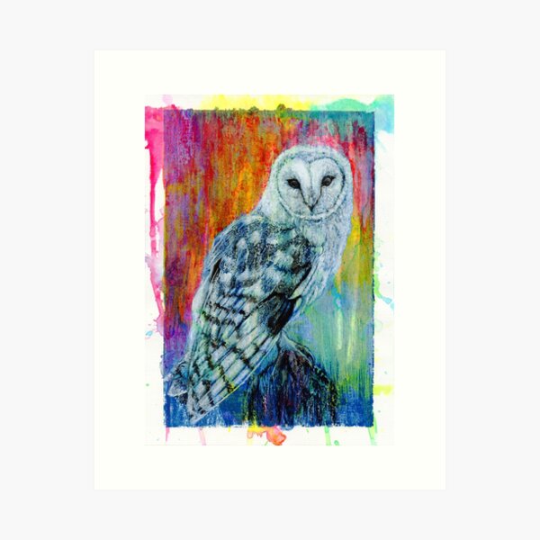 Owl - Hand Drawn Oil and Ink Portrait Art Print