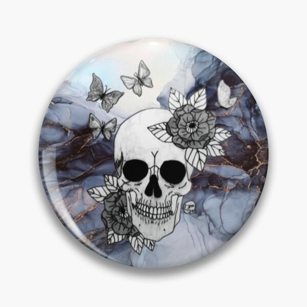 Item preview, Dark Blue and Gold Marble Skull designed and sold by Arte Del Cuerpo Humano.