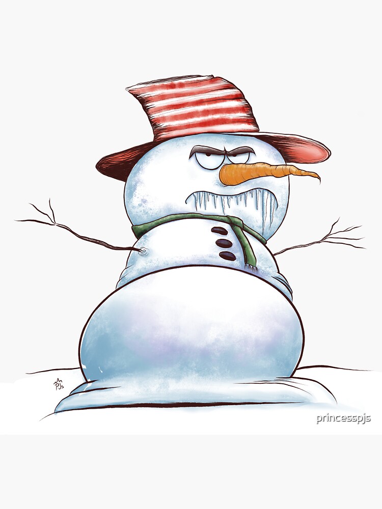 “Grumpy Snowman” Sticker for Sale by princesspjs | Redbubble