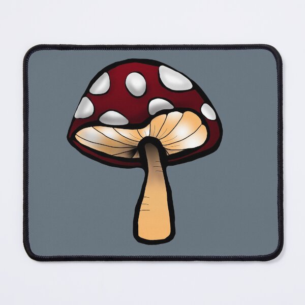 Item preview, Toadstool red and white mushroom print dark grey background designed and sold by DemonicGloom.
