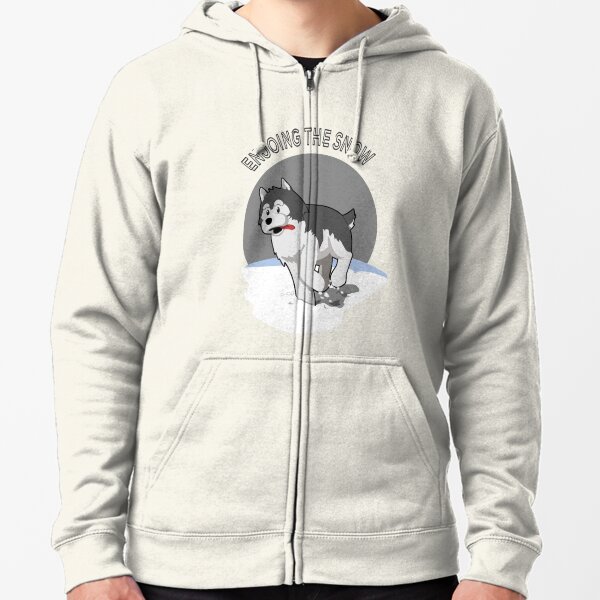 Dog Walk In The Snow - Funny Dog - Snow Zipped Hoodie