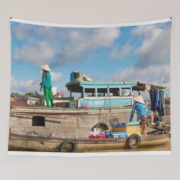 Item preview, Mekong river in Vietnam ladies working at food market designed and sold by Martin Berry Photography.