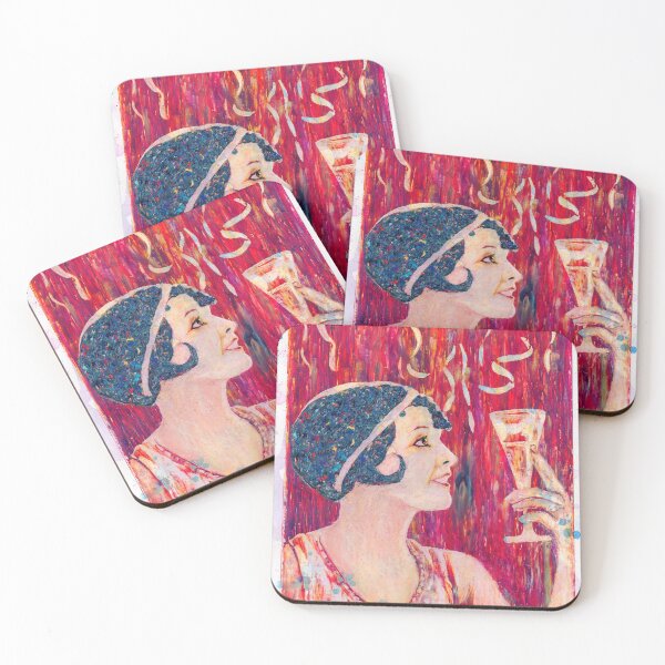 Item preview, Art Deco Party Girl - Hand Drawn Oil and Ink Portrait designed and sold by HRHildebrand.