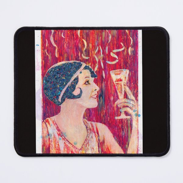 Item preview, Art Deco Party Girl - Hand Drawn Oil and Ink Portrait designed and sold by HRHildebrand.