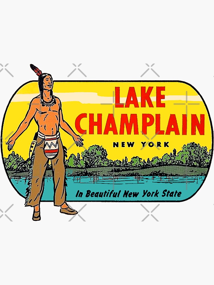 "Lake Champlain New York State Vintage Travel Decal" Sticker for Sale