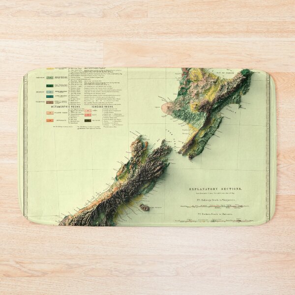Item preview, 1873 Geological Map of New Zealand digitally-rendered designed and sold by ThinkAboutMaps.