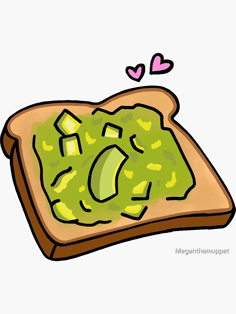 Cute funny toast and glasses, yummy Kawaii avocado' Sticker