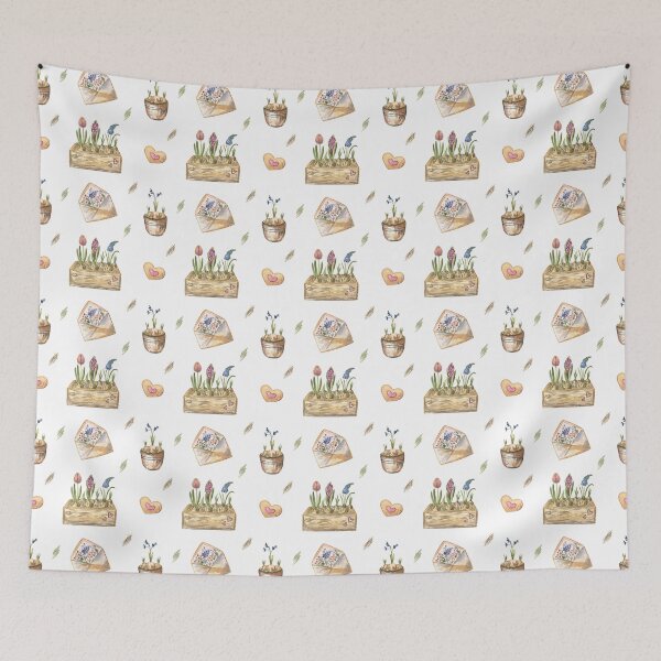 Item preview, Spring in the Farmhouse (pattern, white background) designed and sold by Flowersforbear.