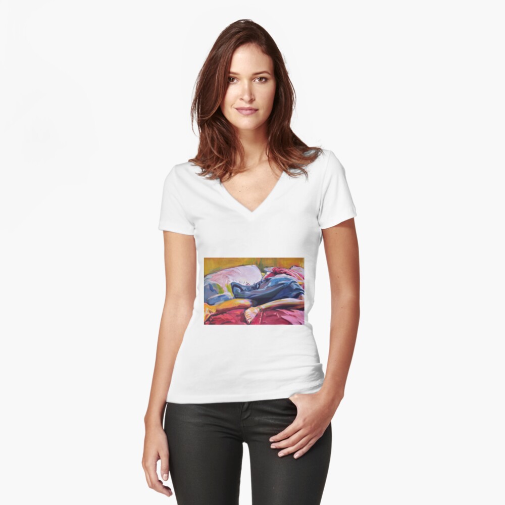 Item preview, Fitted V-Neck T-Shirt designed and sold by redicool.