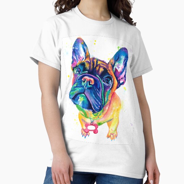 Item preview, Miniature French Bulldog Colourful Portrait Painting designed and sold by CariJohnstonArt.