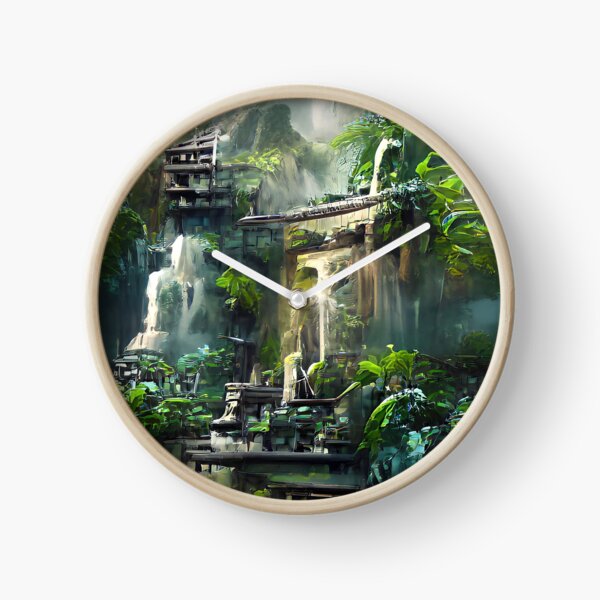 Vista previa del artículo con la obra «Templo de la jungla con cascadas», diseñado y vendido por NikolaMio.