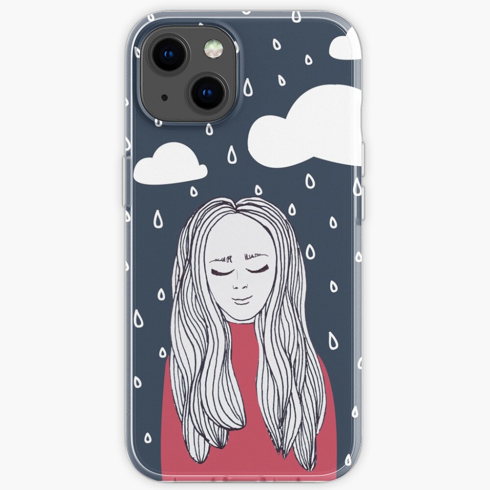 Happy girl in the rain iPhone Case