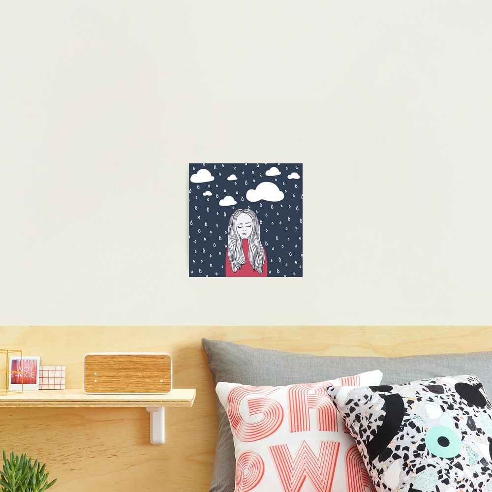Happy girl in the rain Photographic Print