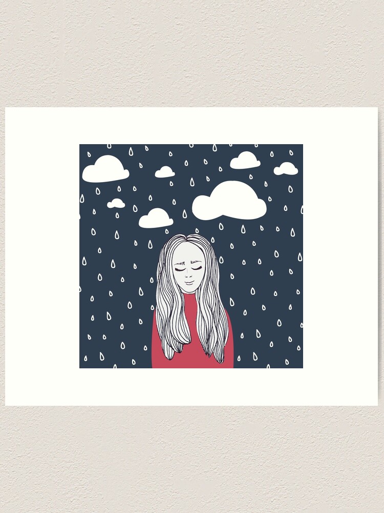 Alternate view of Happy girl in the rain Art Print