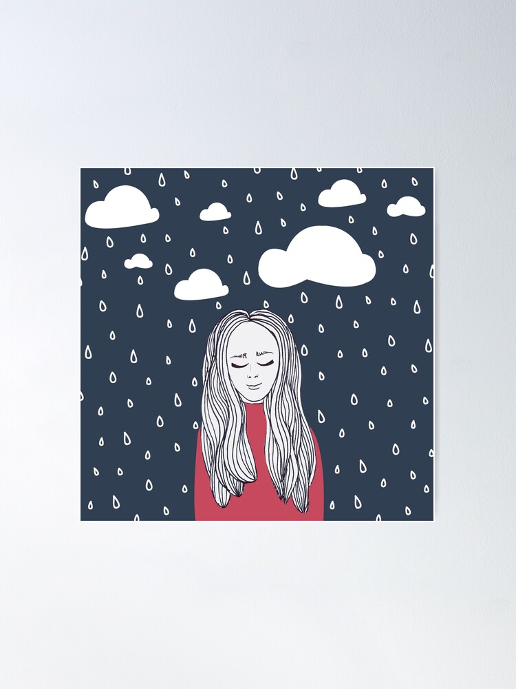 Alternate view of Happy girl in the rain Poster