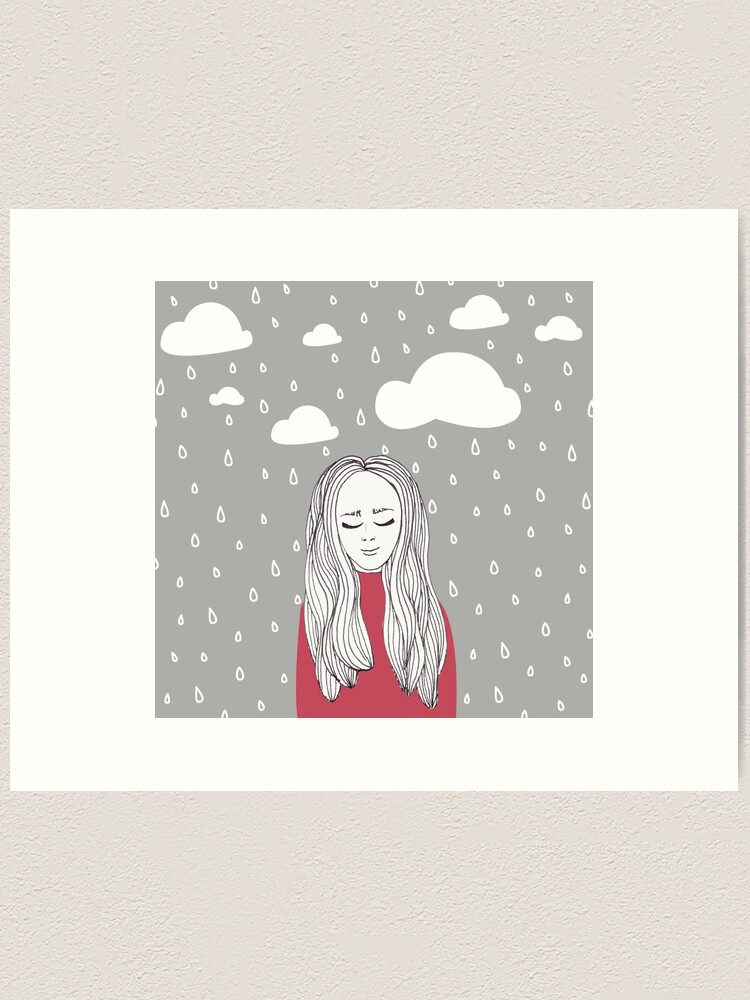 Alternate view of Happy girl in the rain Art Print